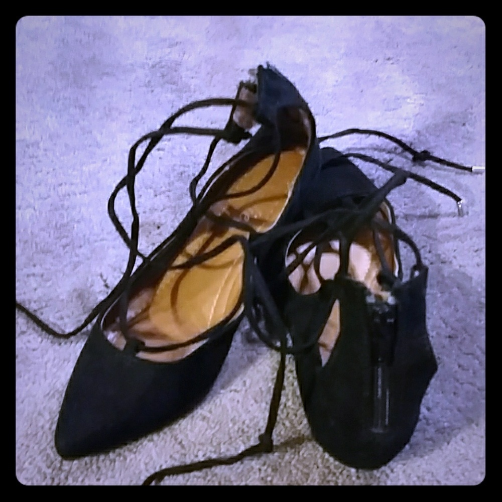 Candi's Black Flat Lace up Size 6